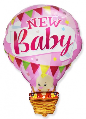 Baby Girl Hot Air Balloon 36'' Super Shape Foil Balloon